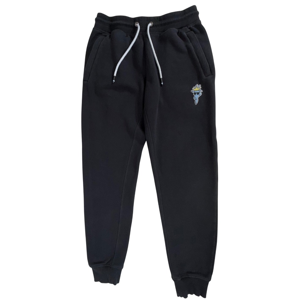 GOAT USA Mens Jogger Sweatpants Small Black Embroidered Logo Drawstring Fleece